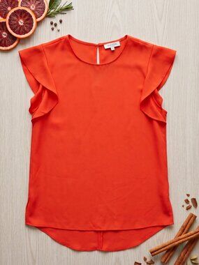 Scarlet Red Ruffle Sleeve Blouse